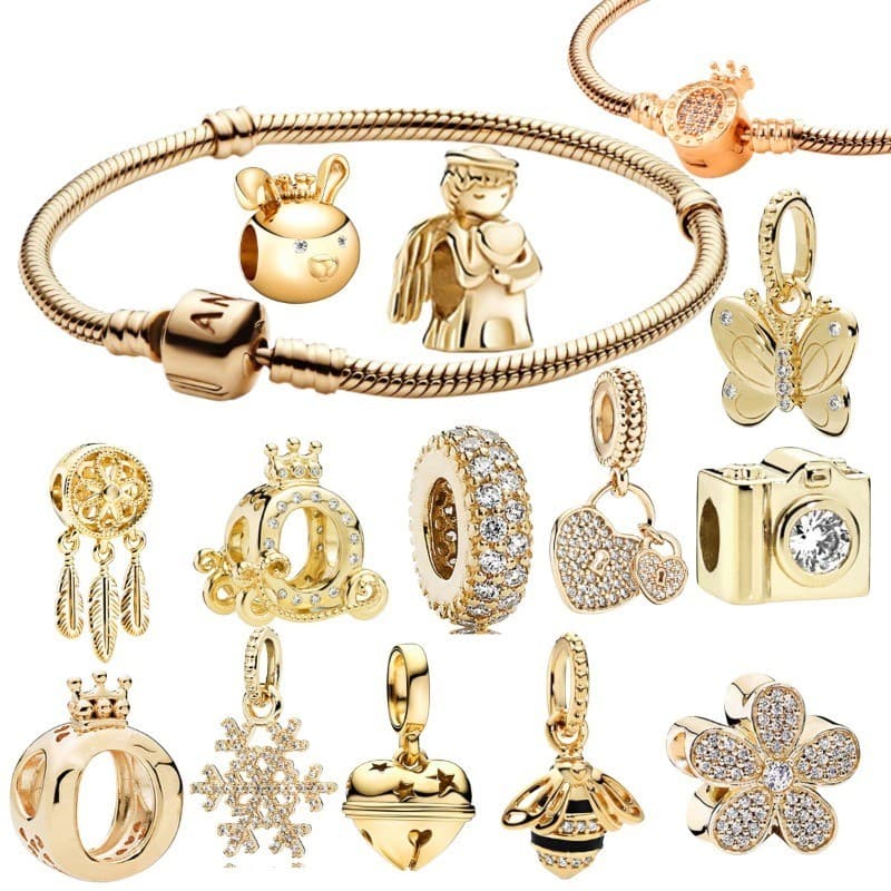 Pingente de jóias de ouro 925 contas de prata DIY pulseira colar acessórios requintado jóias presente