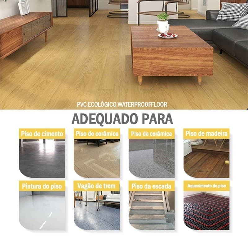 5㎡ Adesivo de Piso Madeira Moderno Antiderrapante Lavável 91,4x15,2cm vinílico