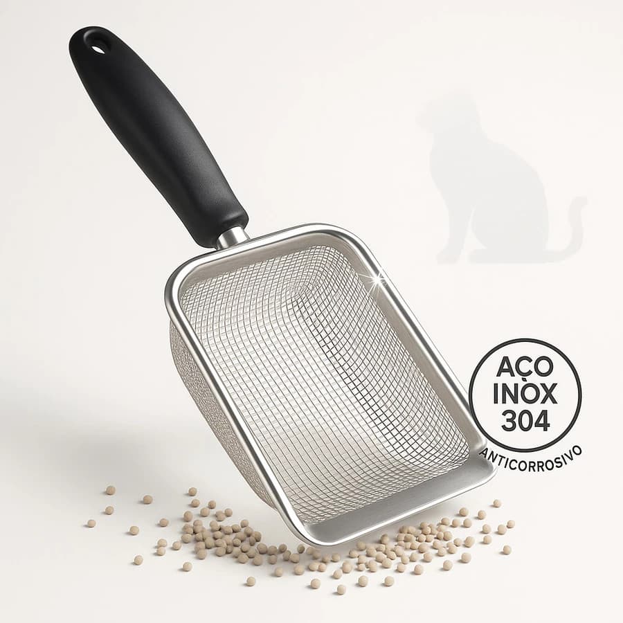 Pá Higiênica De Areia para Gatos Peneira Coletora Aço Inox