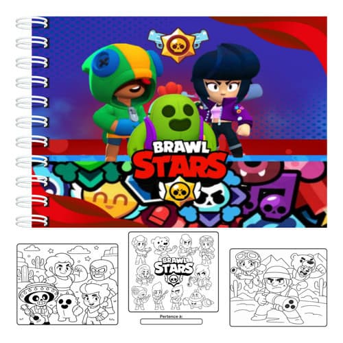 Livro De Colorir Brawl Star Capa Dura Holográfico 50 Desenhos Folha 180g