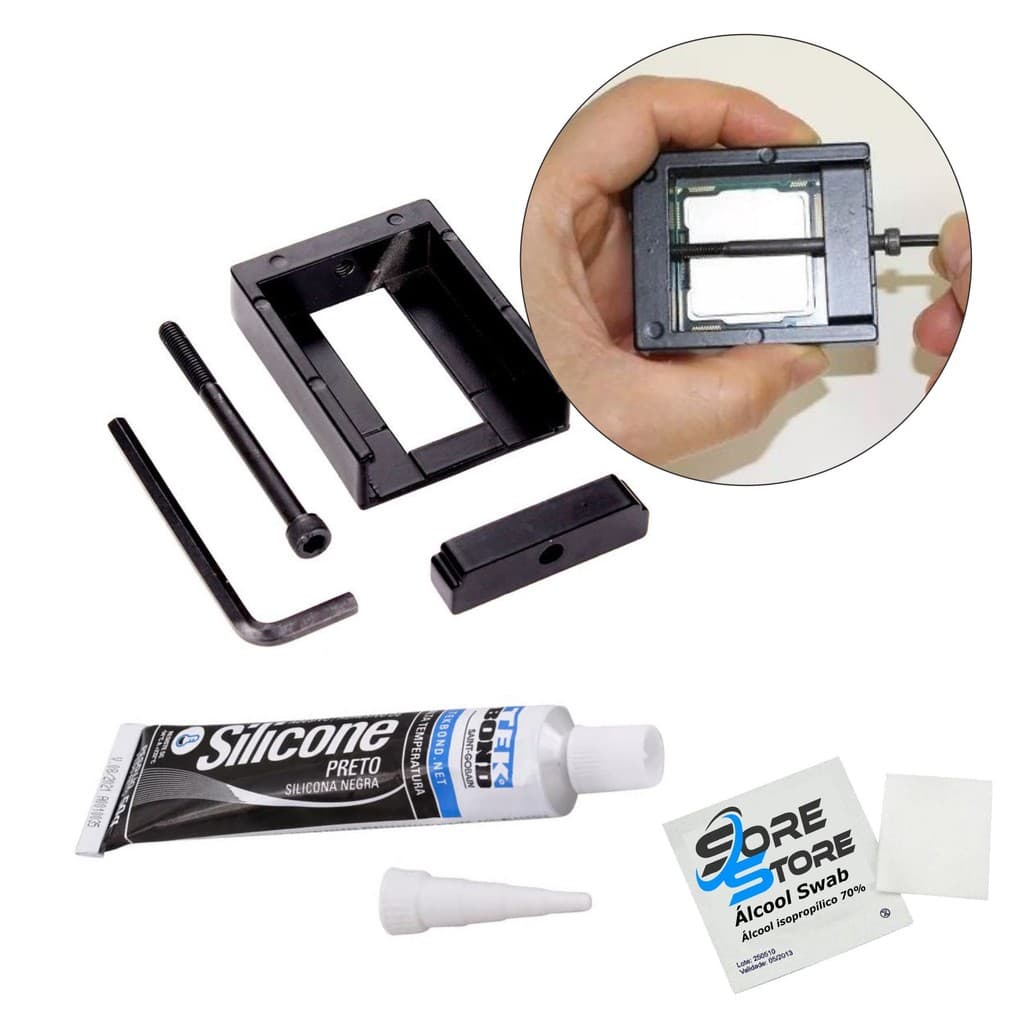 Kit Ferramenta Delid + Silicone Alta Temperatura - Intel LGA 1150 1151 1155 1156
