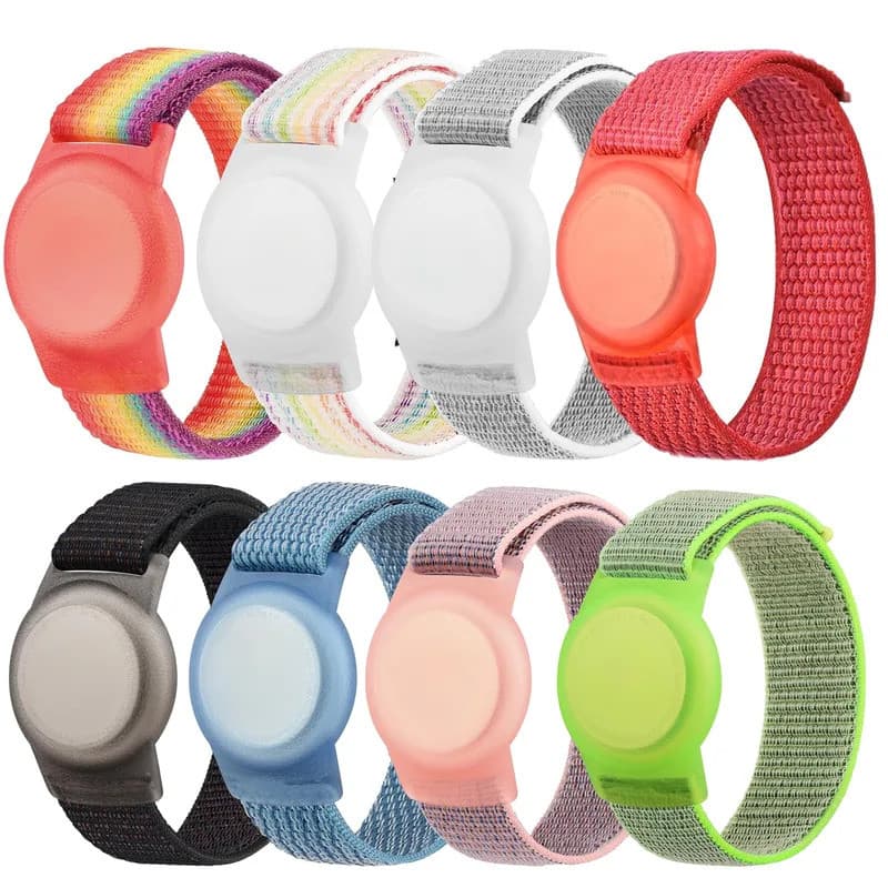 Pulseira Airtag para Crianças, Suporte para AirTag com Pulseira de Nylon Ajustável e Elástica, Case Antiperda para Tag