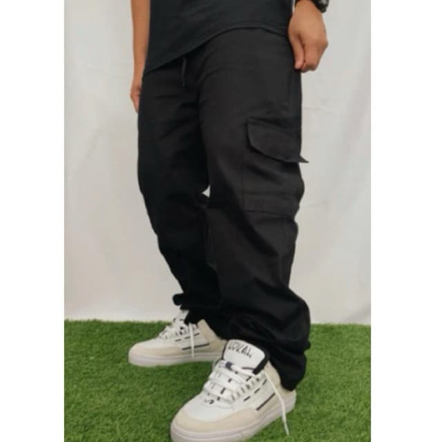 CALÇA CARGO PRETA MASCULINA LARGA 6 BOLSOS UNISSEX SKATE DO P AO GG