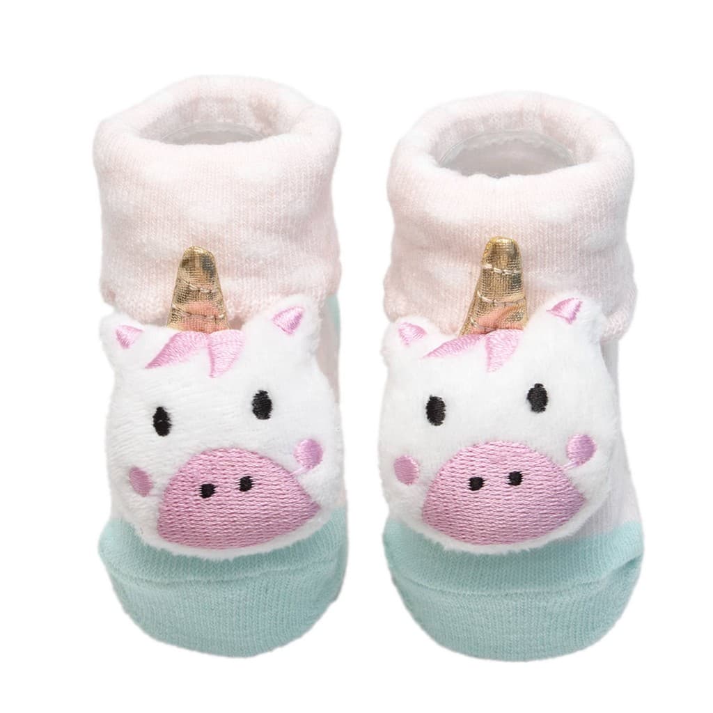 Pantufa com Chocalho Unicórnio Antiderrapante Bebê