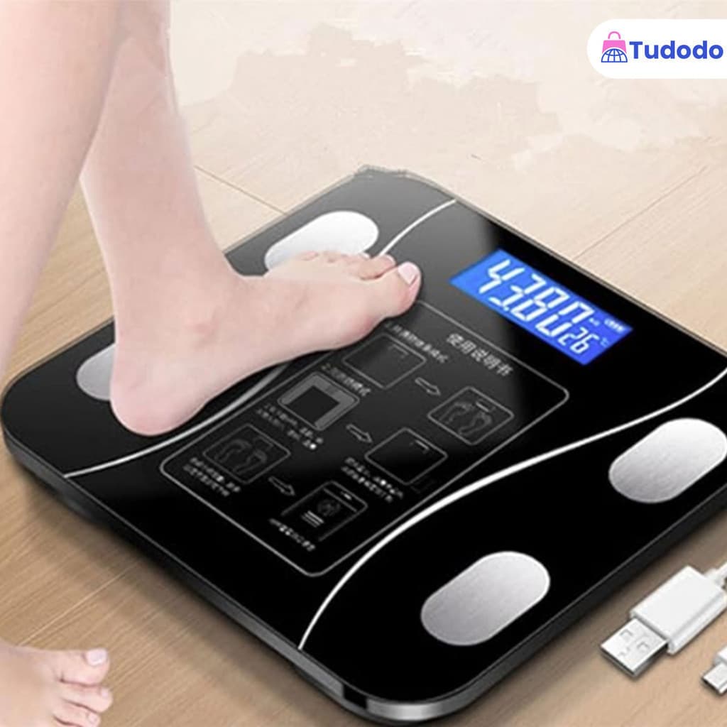 Balança Corporal Bioimpedância Profissional Digital Com Bluetooth Display Lcd Aplicativo Fitness Treino. Capacidade180KG