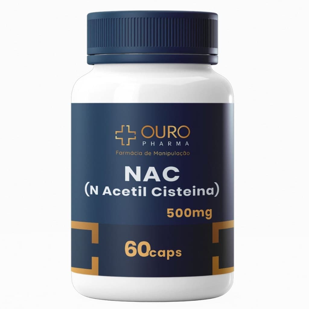 NAC N Acetil Cisteina acetilcisteína 500mg 100% Natural 60 ou 120 Cápsulas