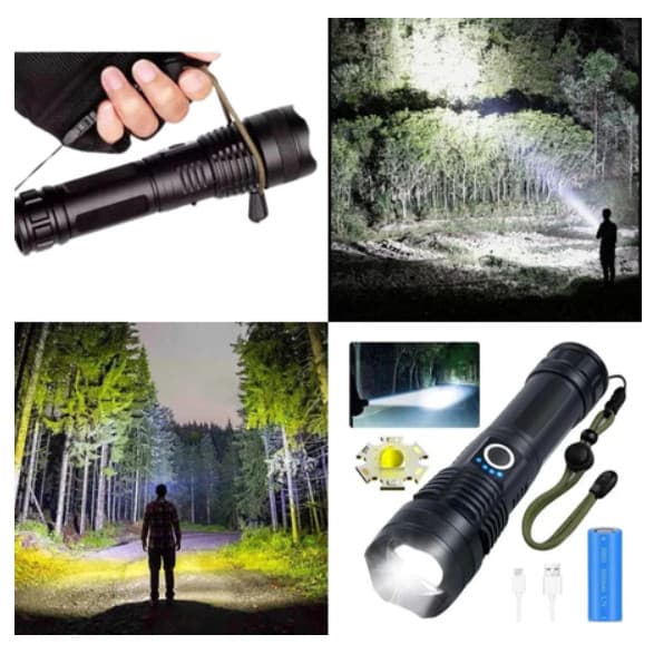 Lanterna Super Potente T9 P50 Tática Mais Forte Do Mundo Potente Acampamento; Segurança