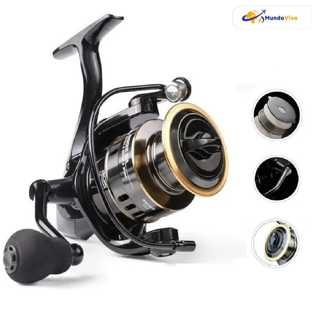 Molinete HE 1000-7000 com Carretel em Metal EVA 10kg Resistência Água do Mar Oceano Pesca Forte