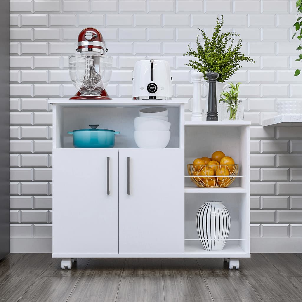 Balcão Fruteira Multiuso Cozinha Com Rodinhas Suporte Microondas