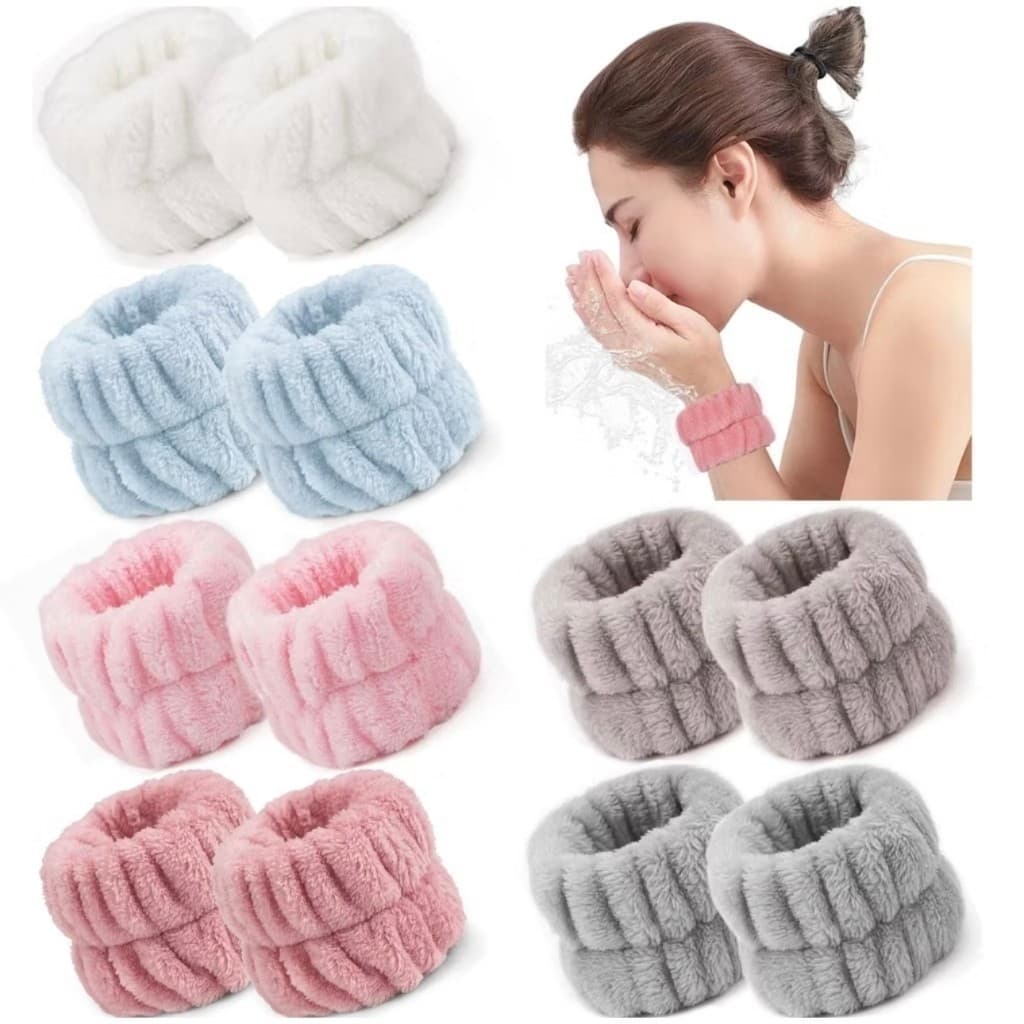 Par Munhequeira Pulso Pelucia Spa Skin Care Yoga Esporte Cor Aleatória