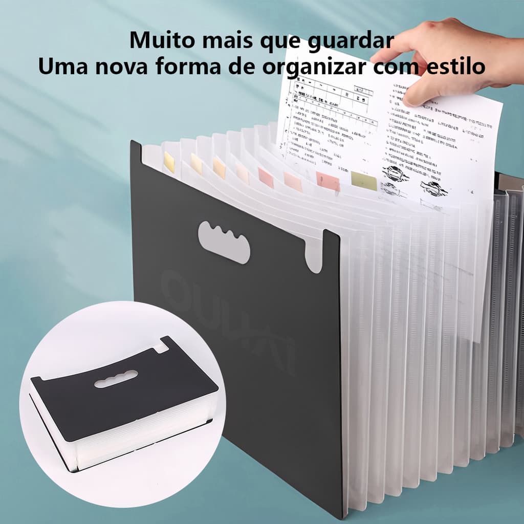 Pasta com 24 Divisórias / 12 Divisórias Organizadora de Documentos Sanfonada Multiuso