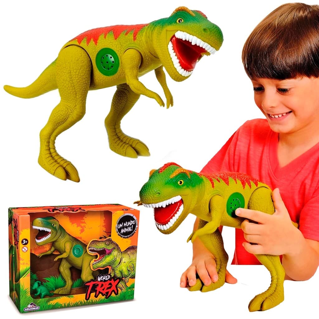 Tiranossauro Rex Dinossauro Com Som Vinil Macio Meninos - Adijomar Brinquedos