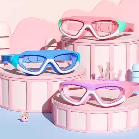 Óculos de Natação Infantil com Protetor de Orelha - À Prova d'Água, Antiembaçante e HD para Meninos e Meninas