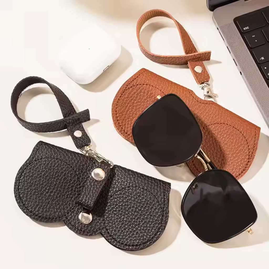 Estojo Protetor De Óculos em Couro Ecológico Portátil
