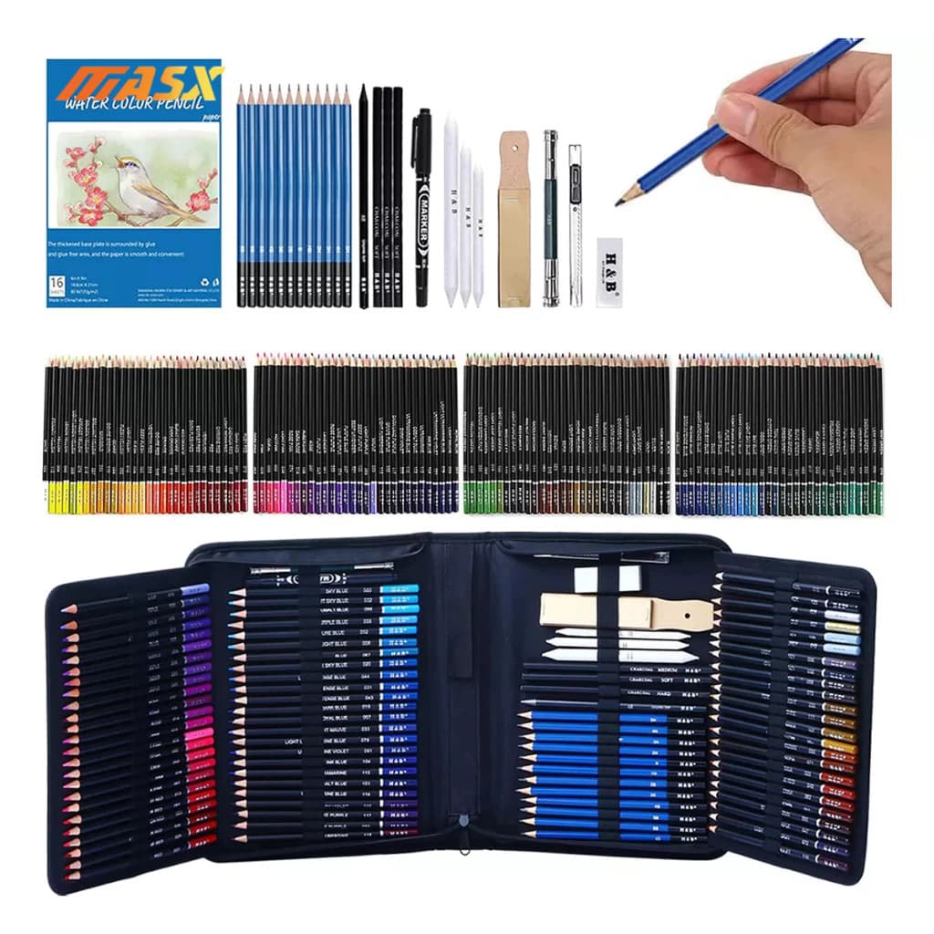 Kit 71/96/145 Desenho Profissional Estojo Lápis Esboço Arte Para