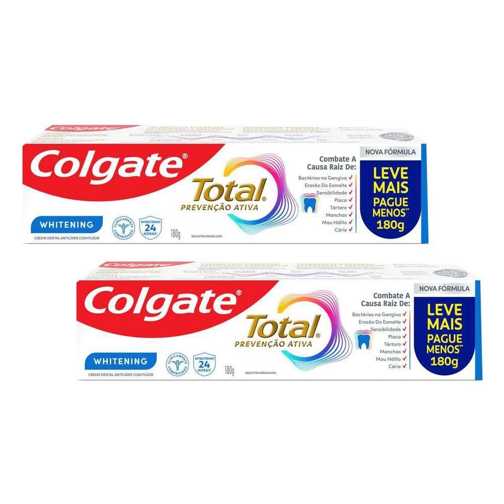 Kit 2 Creme Dental Colgate Total Whitening 180g