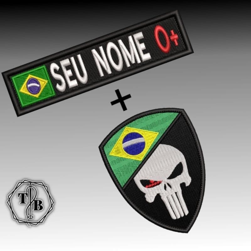 PATCH BORDADO BRASAO ESCUDO CAVEIRA JUSTICEIRO + TARJETA