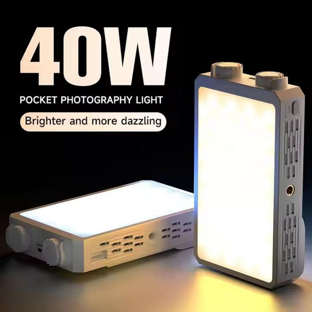 Luz De Câmera LED 40W 2500K-9000K Bicolor 4400mAh Alça De Lâmpada De Vídeo Portátil Fotografia Com CCT Na