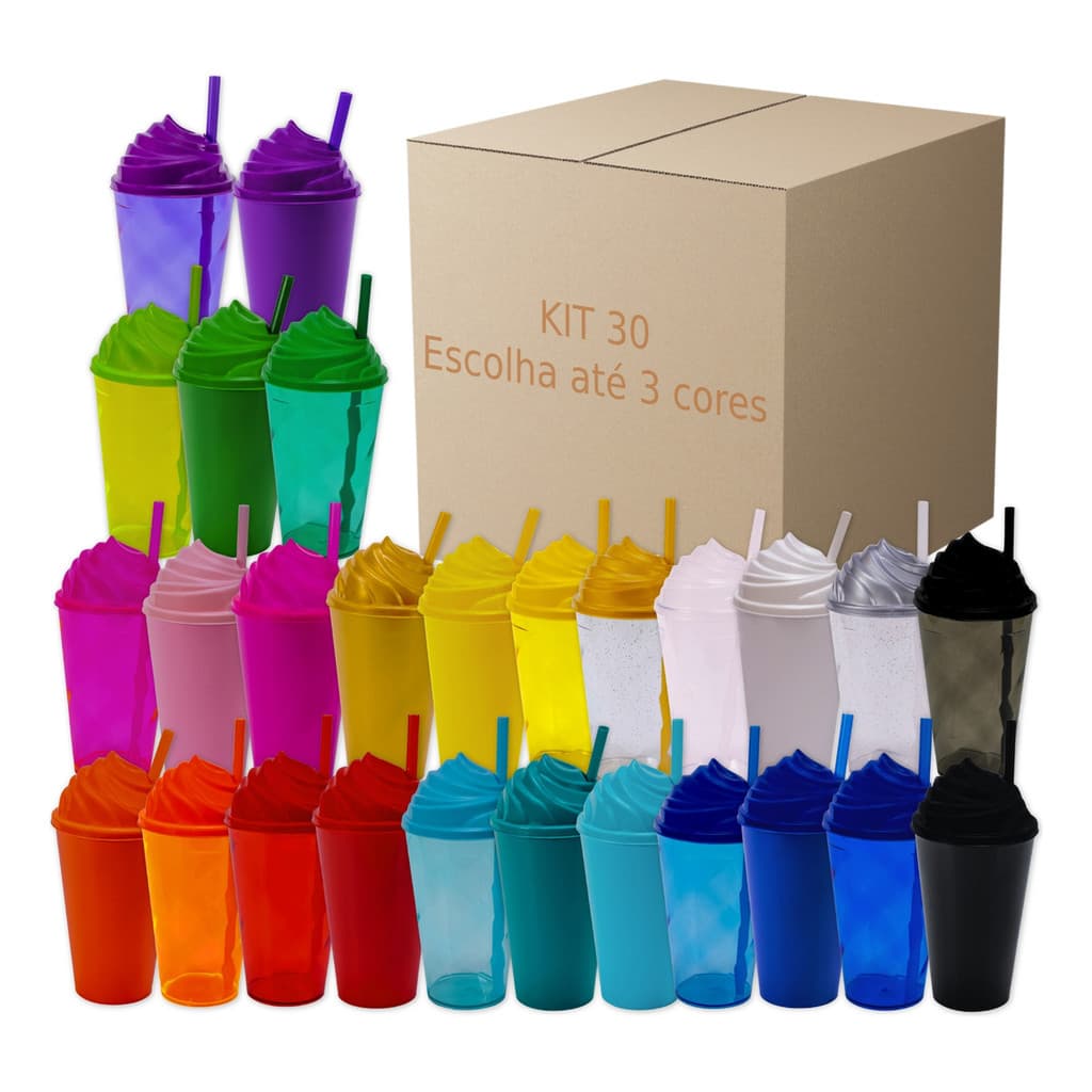 Kit 30 Copos Tampa Chantilly 300ml Direto Fábrica Balada Celebração Festividade Casamente Festa Show