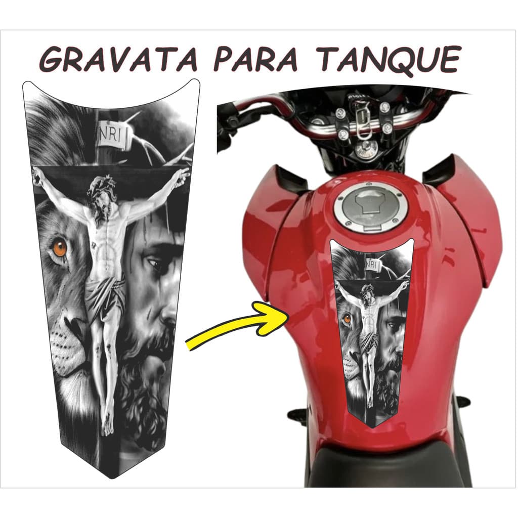 Gravata Adesiva para moto laminado NÃO DESBOTA Jesus Titan Fan Auto Colante Universal ENVIO IMEDIATO