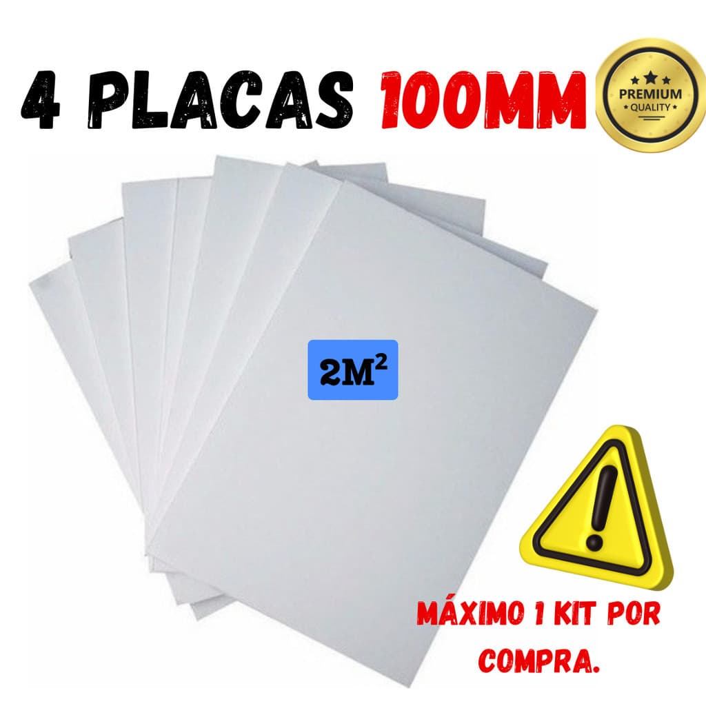 4 PLACAS DE ISOPOR EPS ESPESSURA 100MM, TAMANHO 100 X 50CM