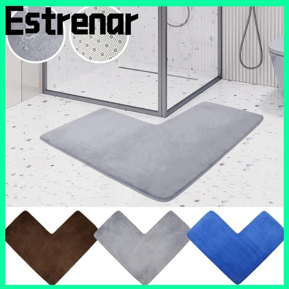 ESTRENAR Tapete Em Forma De L , Para Banheiro De Canto Antiderrapante De Lã Coral , Lavável