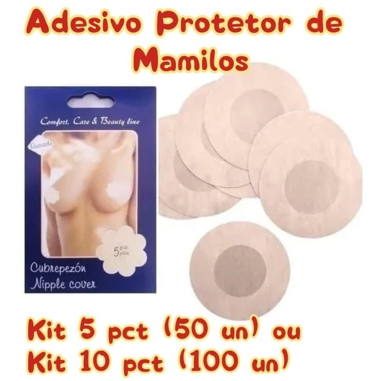 Kit Pacote 50 ou 100 Adesivo Protetor de Mamilos Bico Nude Tapa Seios Unidades Esconde Marcas