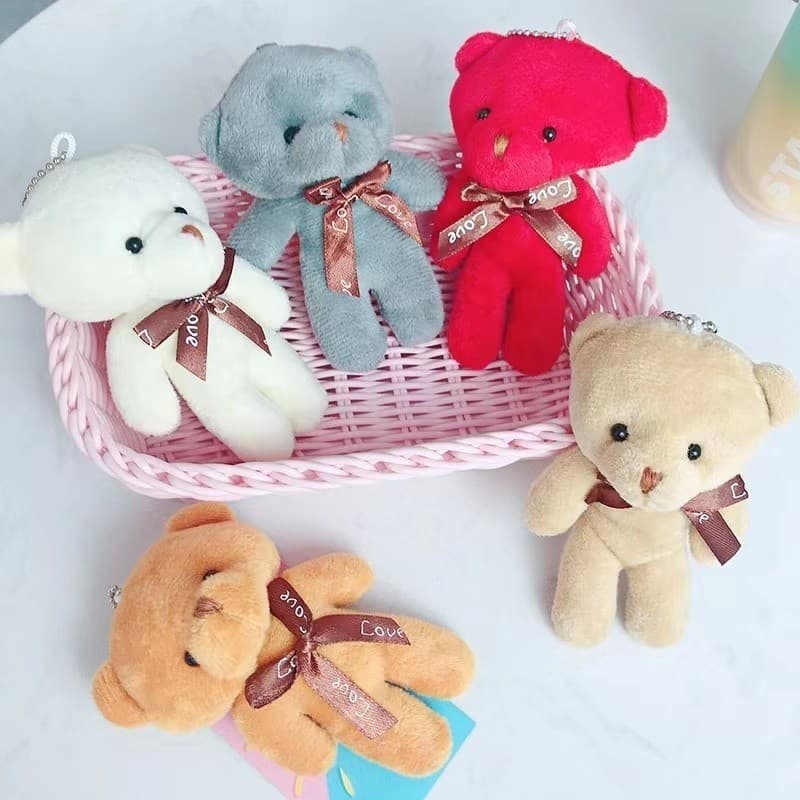 Kit 12 uns Chaveiro Com Pingente De Urso Ttedy De Pelúcia 12cm envia cor aleatorio