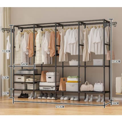 Roupeiro Arara Cabideiro Guarda Roupa Sapateira De Organizador Multiuso Armário Rack Prateleira TopCasa