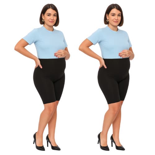 KIT 2 Bermuda Gestante Shorts Maternidade Legging Pretas Super