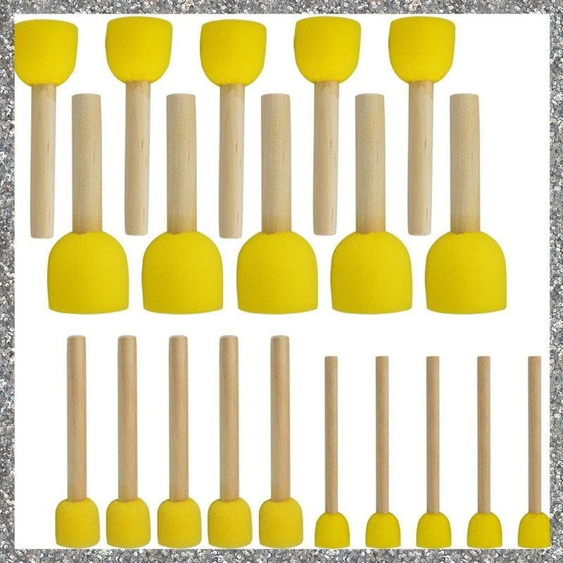 Conjunto De Pincéis De Esponjas Redondas , 20 Peças , Ferramentas De Pintura Infantil-De Esponja DIY Em 4 Tamanhos Para