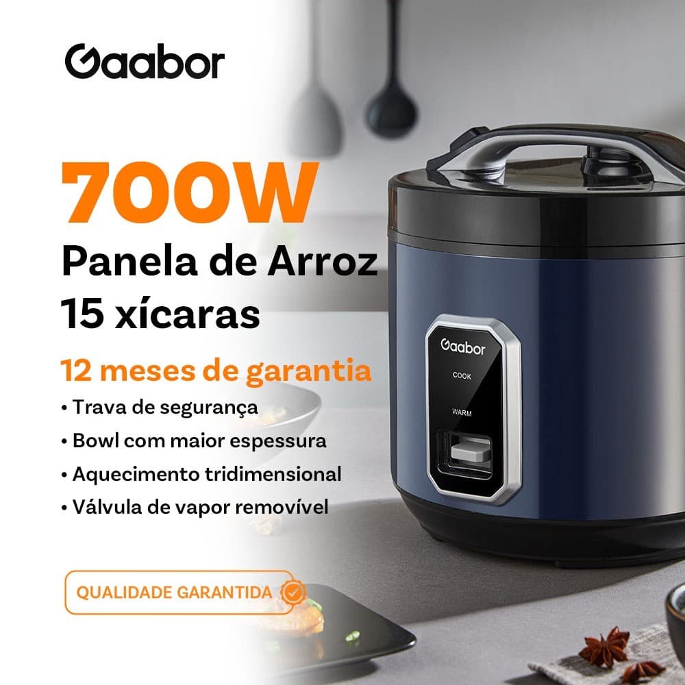 Gaabor Panela de Arroz Multi Cooker 2,2L 700W 6 Xícaras Azul Marinus RC-50M01A