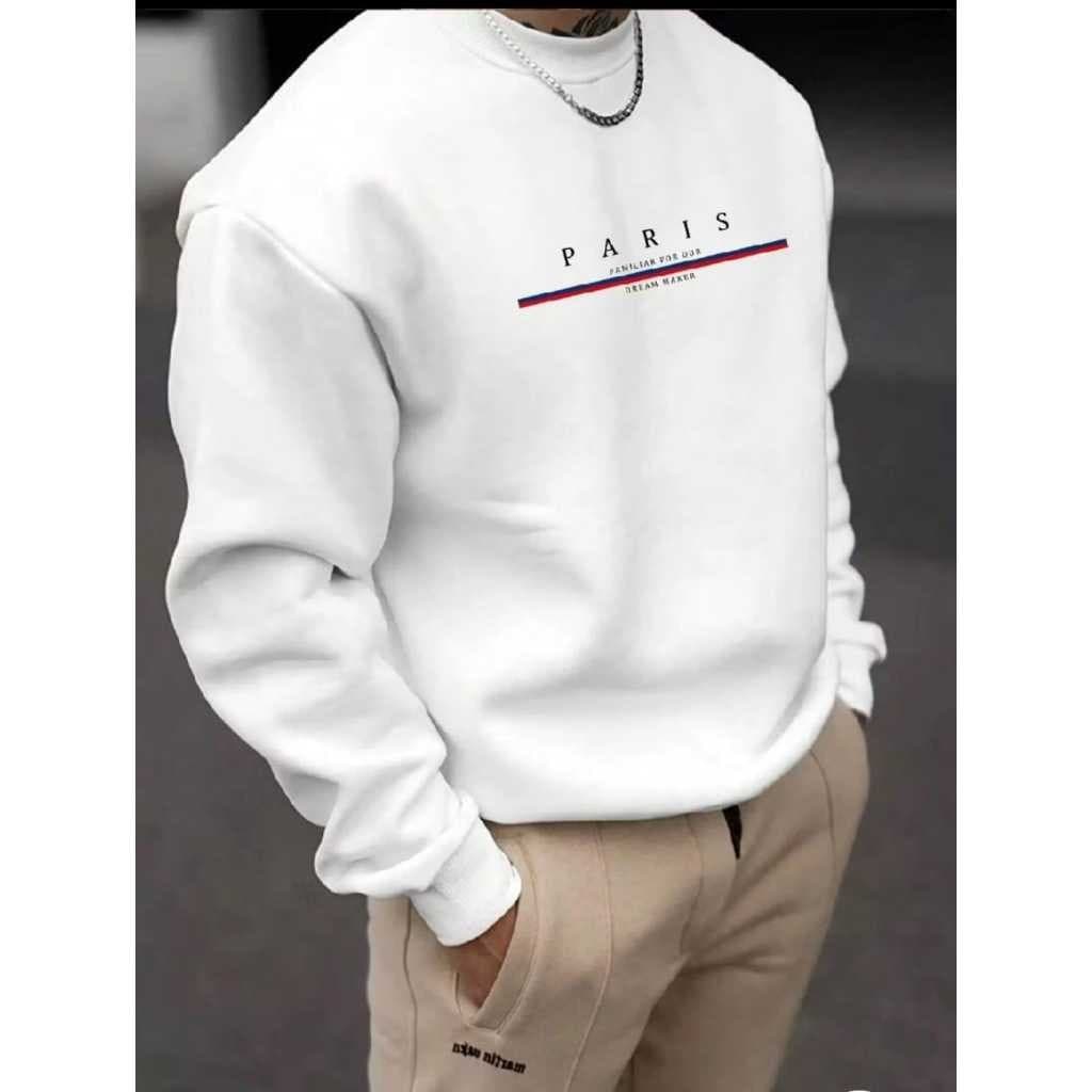 Moletom Careca Paris Blusa de Frio Unissex Sem Capuz Gola Redonda Moletom Estampado Promoção