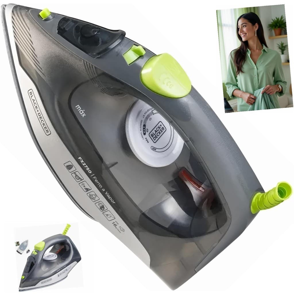 Ferro Passar Roupas Black+Decker FX2750-BR Seco Vapor 1200W 340ml Luz Piloto Anti Gotejamento