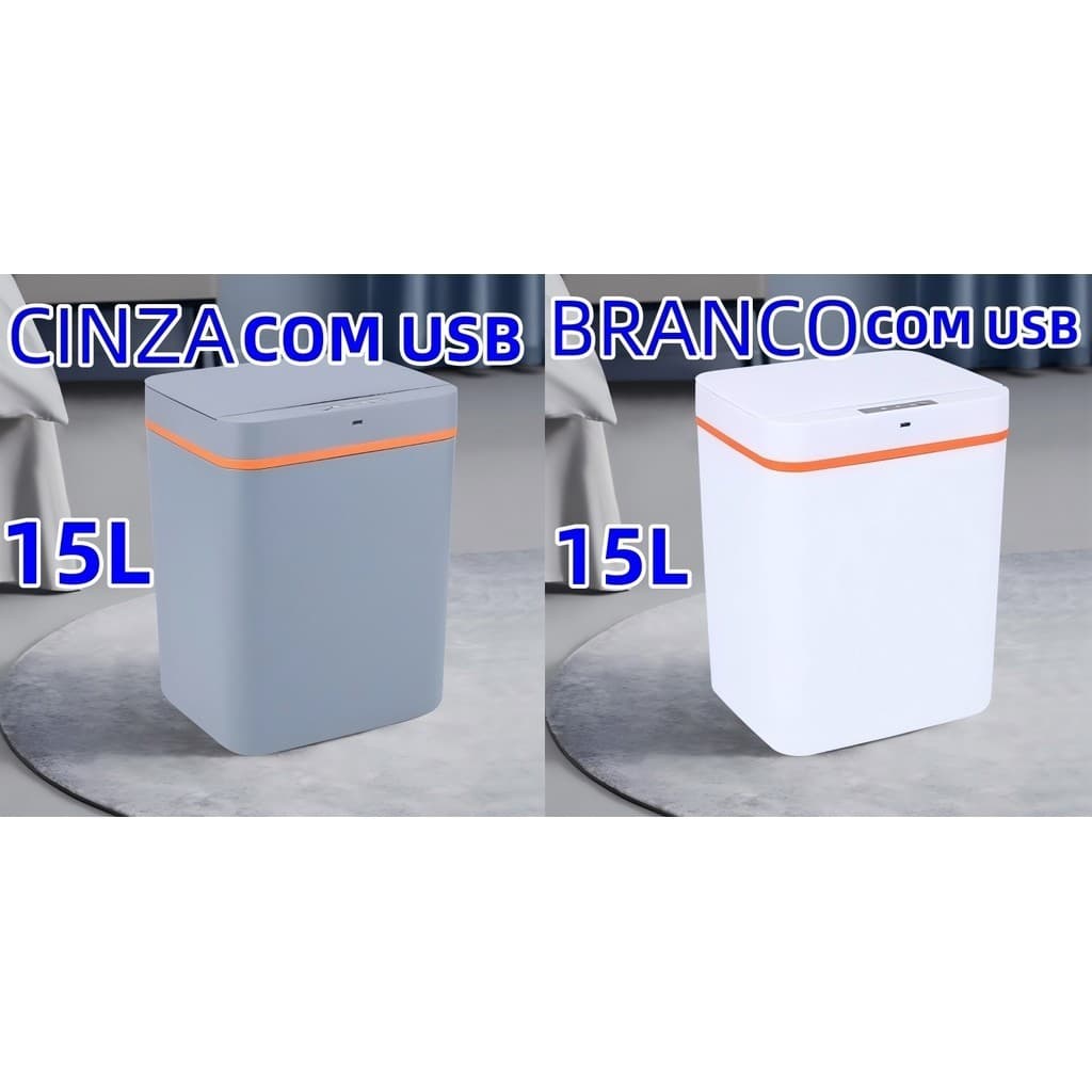 Lixeira Com Sensor Automático Inteligente 15 Litros Abre Fácil Toque Aproximação