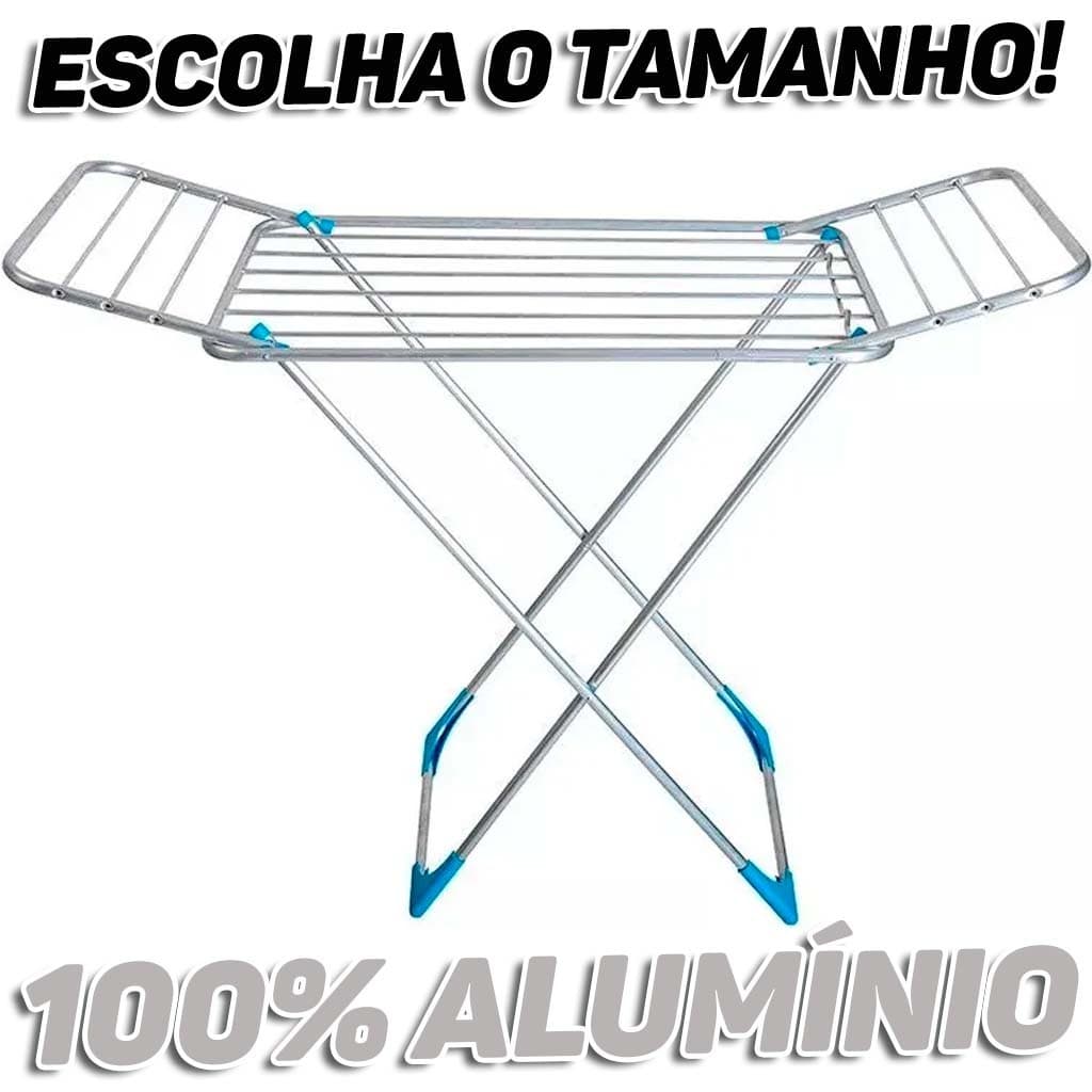 Varal De Chao Com Abas 100% Aluminio 143/160/171cm Reforçado Roupas Dobrável Retrátil Agrantt