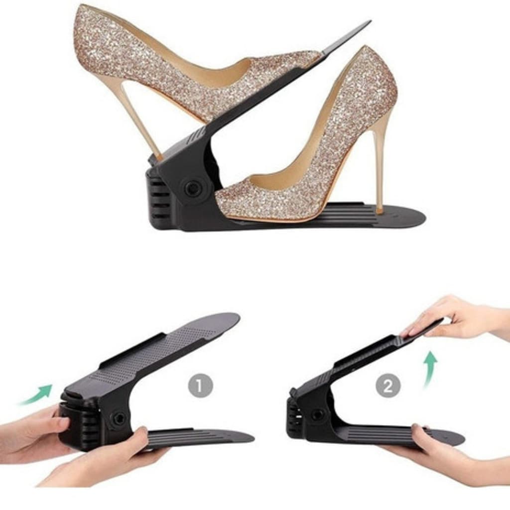 Kit 20 Organizador De Sapatos Portátil Com Regulagem De Altura Preto