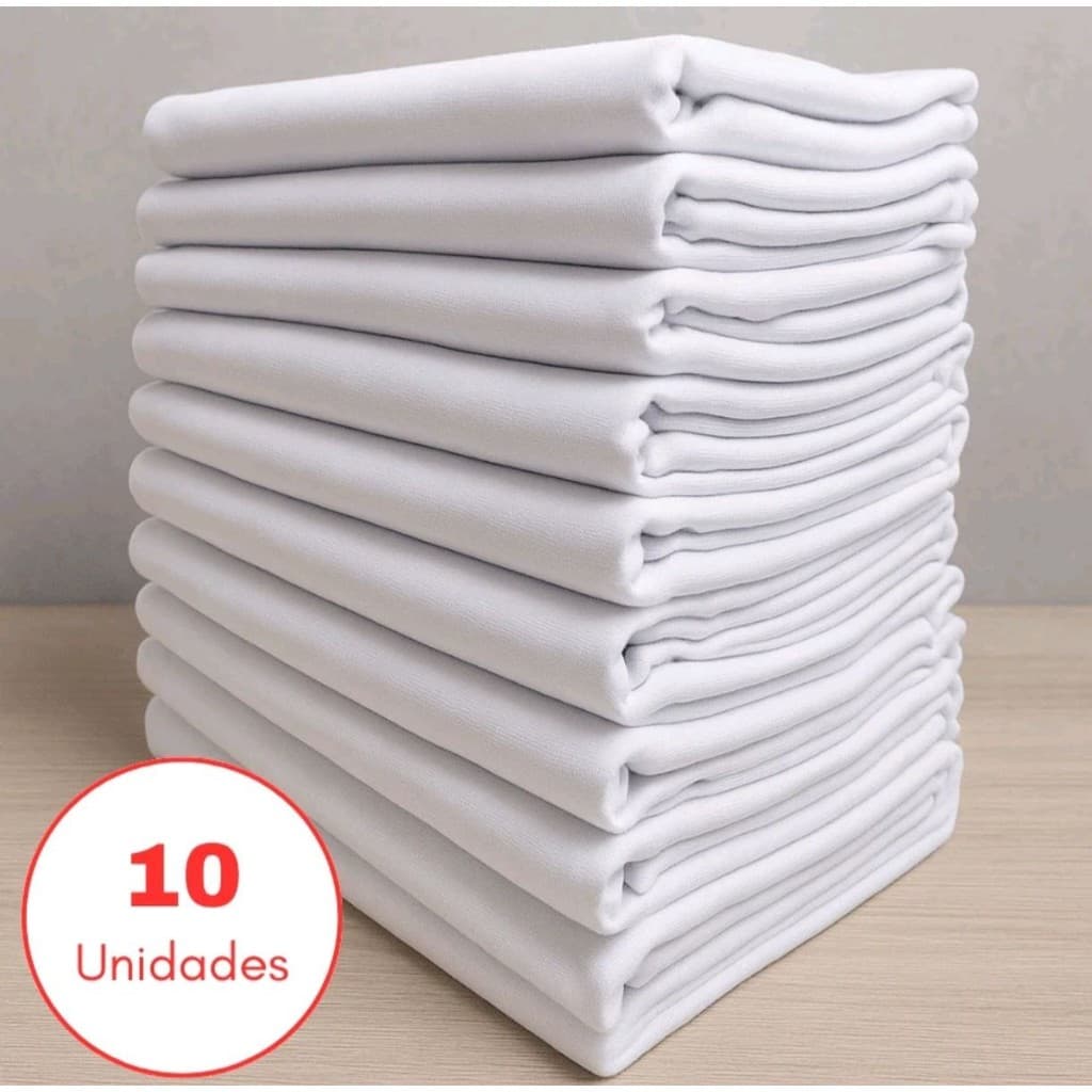 Kit com 10 Panos de Prato Pé de Galinha Grandes 100% Algodão 41x66  Liso com Barra
