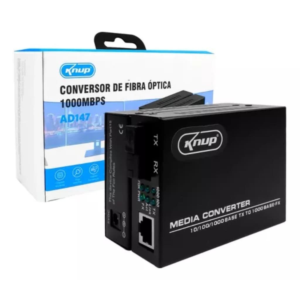 Conversor De Fibra Optica Rede RJ45 1000Mbps A+B KP-AD147