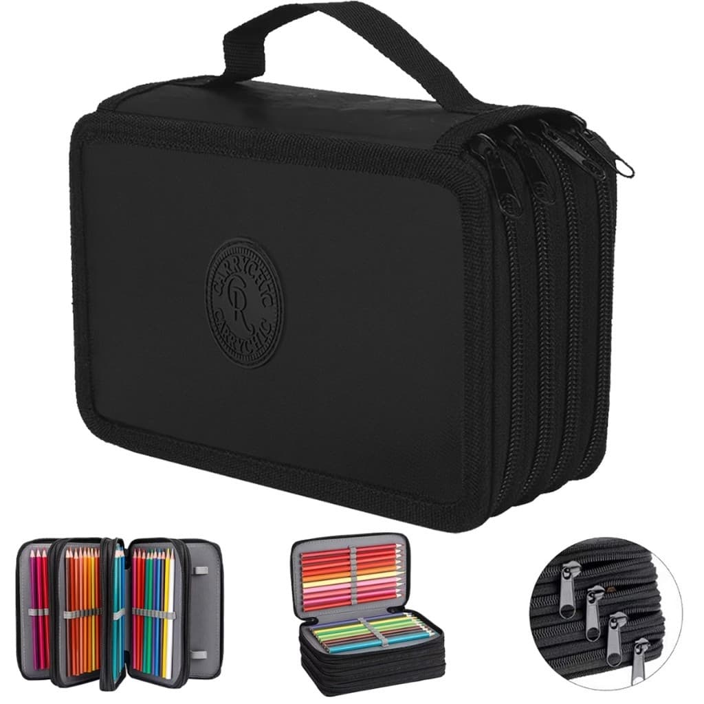 Estojo Box/Estojo Escolar/Estojo de Lápis Alça Unissex Organizador Grande Jumbo Box Divisórias Zíper Infantil 72 Lapis