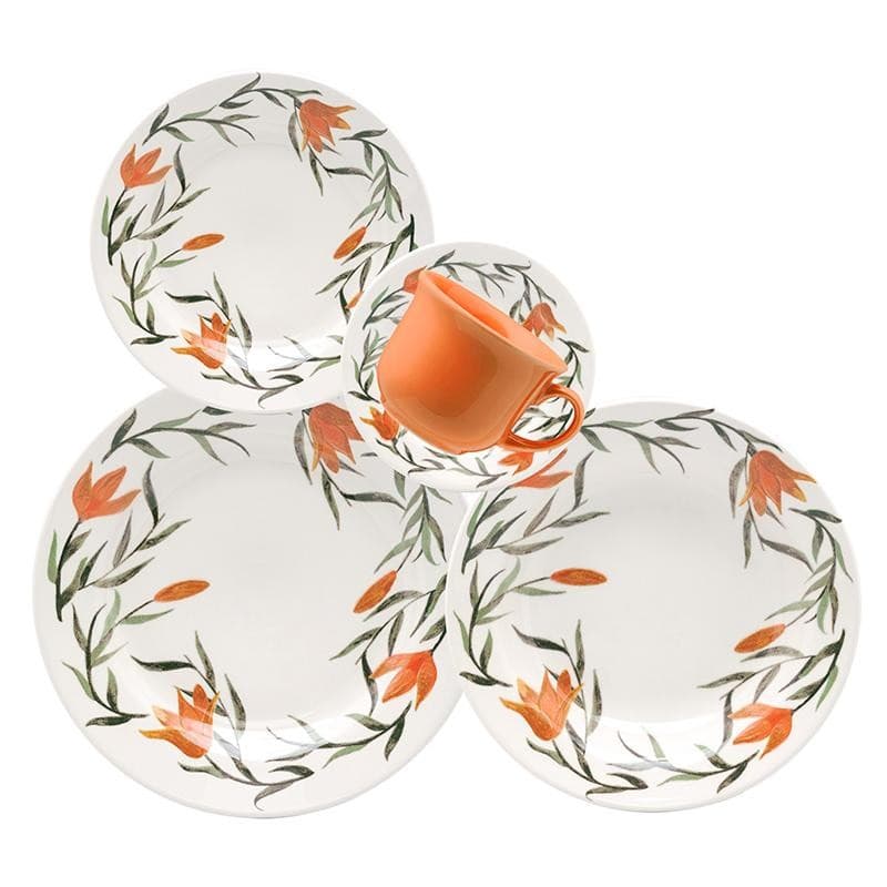 Aparelho De Jantar E Chá Louça 30 Peças Lírios