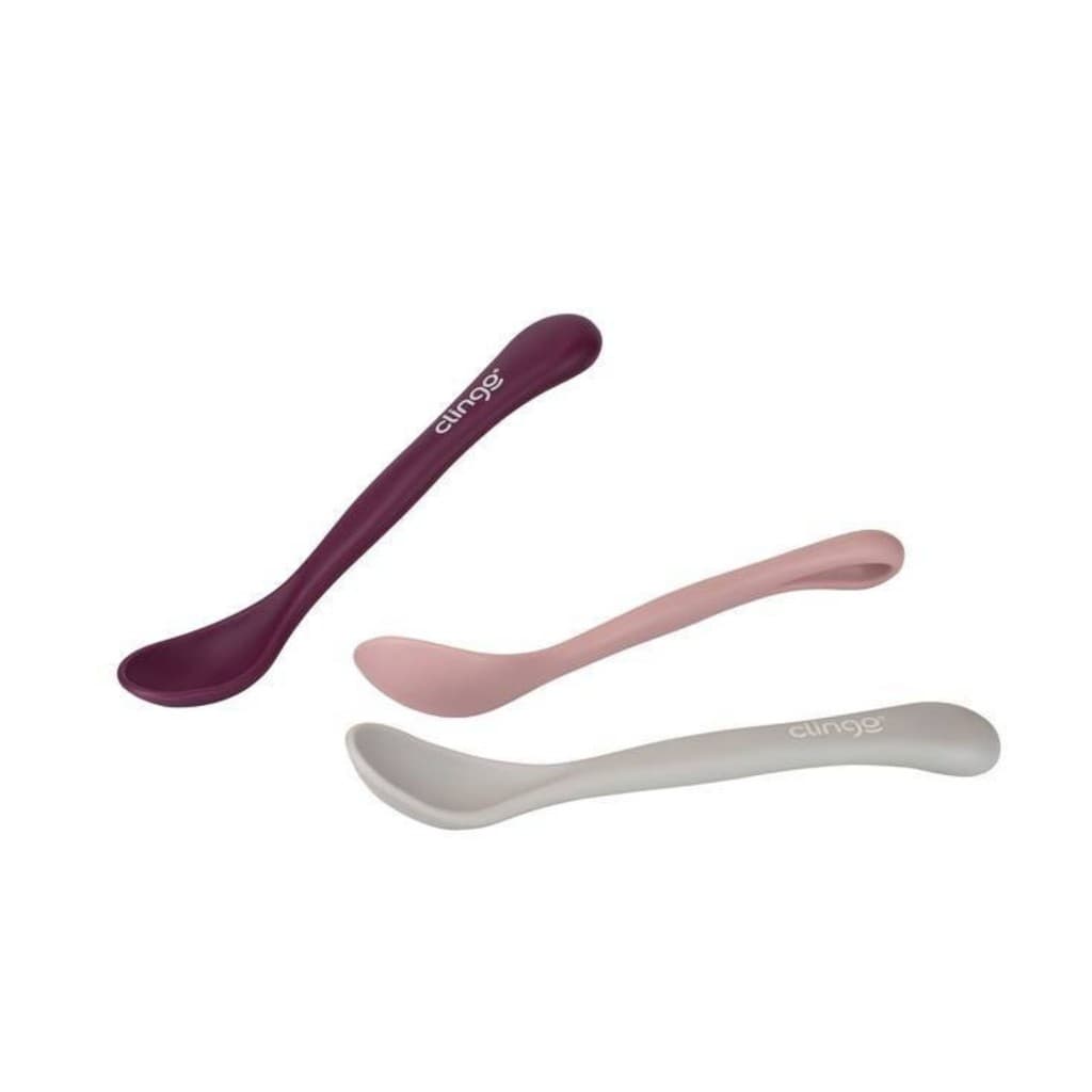 Colheres de Silicone Infantil Rosé Kit com 3 Unidades
