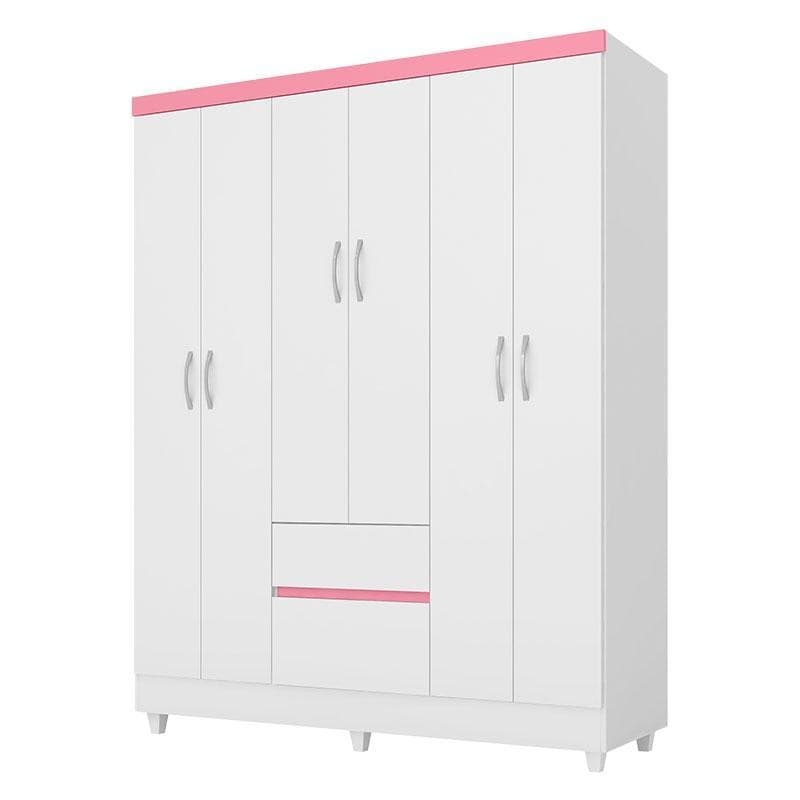 Guarda Roupa Infantil Flash 2 Branco Rosa Flex – Demóbile
