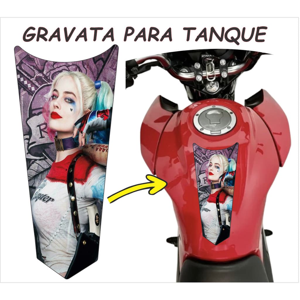 Gravata Adesiva para moto laminado NÃO DESBOTA Arlequina Titan Fan Auto Colante Universal ENVIO IMEDIATO