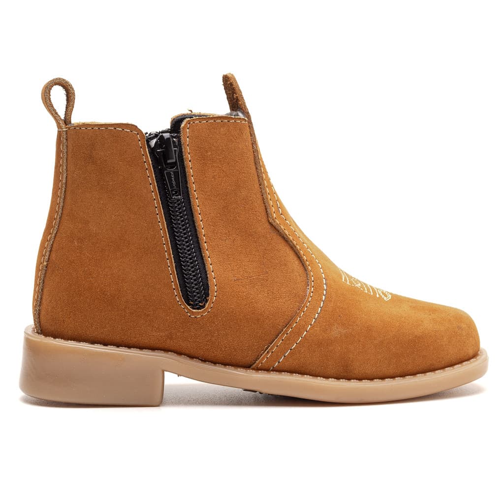 Bota Botina Infantil Country Couro Legitimo Bordada Ziper Lançamento