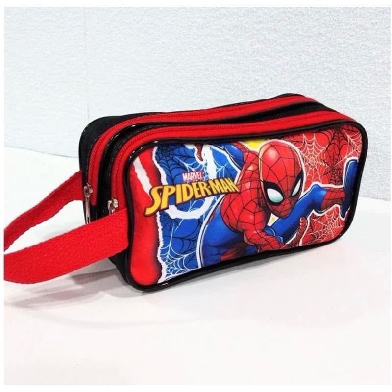 Estojo Infantil Escolar Personagem Homem Aranha 2 Zíperes Spider Patrulha Man Super Herói Criança Menino Menina Promoção