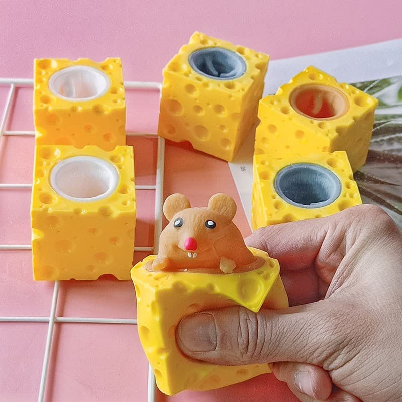 Brinquedo De Apertar De Mouse De Queijo-Sensorial De Alívio De Estresse Para Adultos E Crianças , Decoração De Mesa Fofa