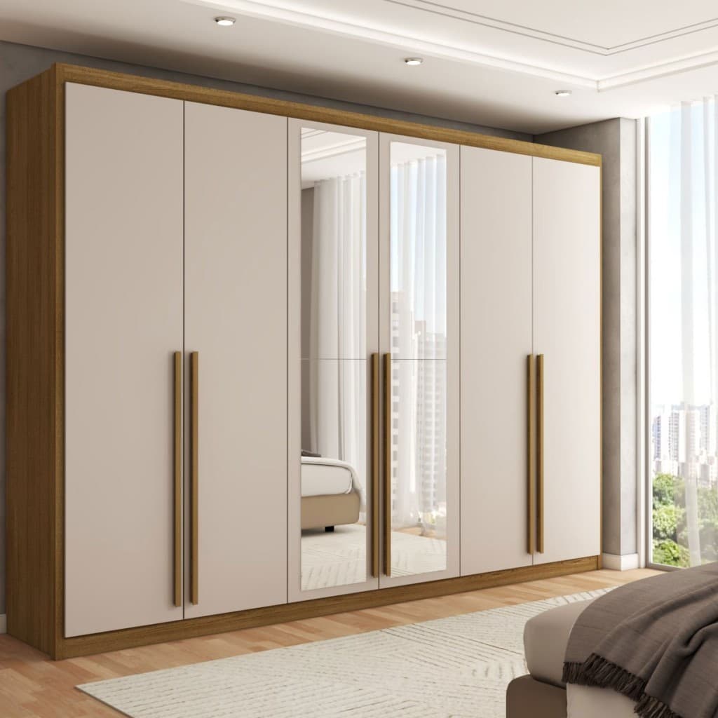 Guarda-Roupa Casal Córdoba  6 Portas 6 Gavetas 100% Mdf com Espelho - Panorama Móveis