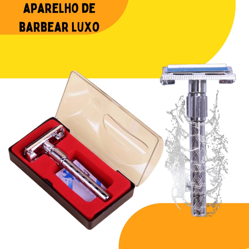 Aparelho De Barbear Luxo Reutilizável  De Metal Com Estojo