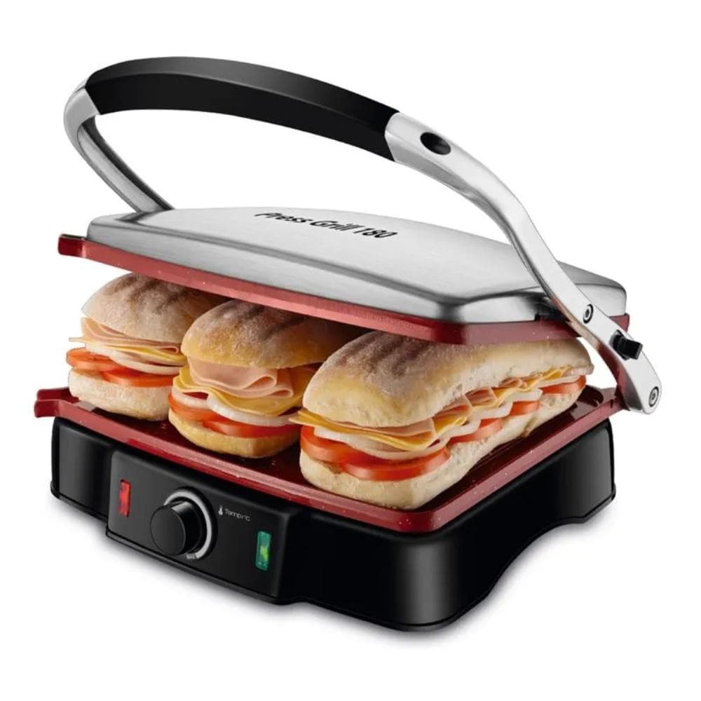 Sanduicheira Mondial Press Grill 180° Red Ceramic Preto/Inox 2000W 220V - PG-02